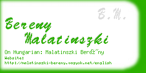 bereny malatinszki business card
